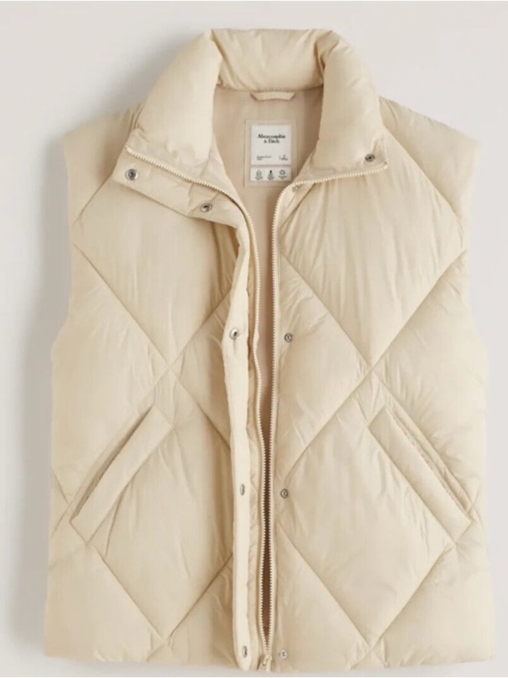Abercrombie & Fitch Cream Quilted Leather Vest